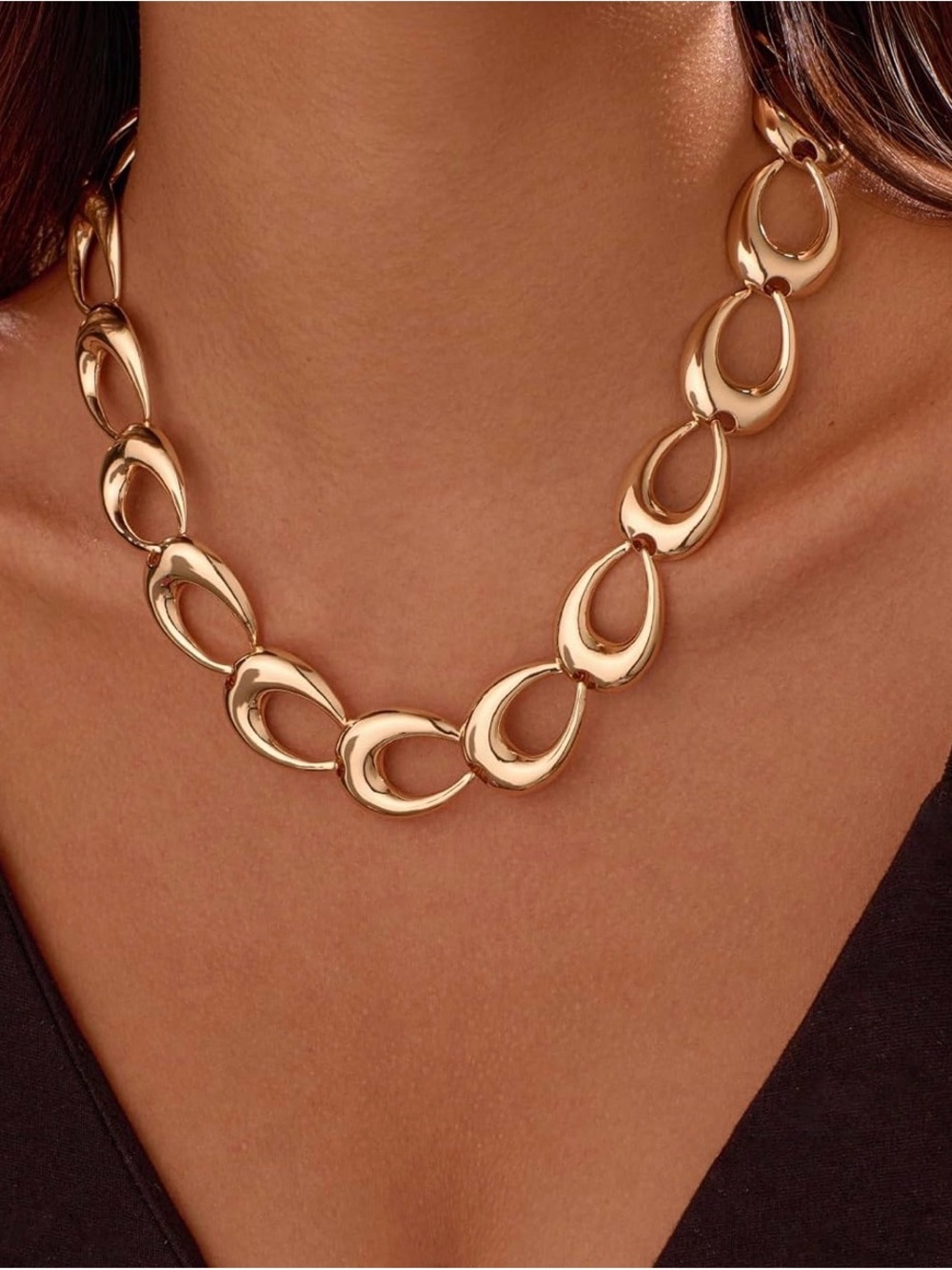 NEW 18K Gold Plated Statement Adjustable Thick Link Necklace
